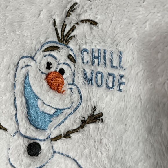 Olaf Frozen Disney Sweatshirt Chill Mode Fuzzy PJ Top Sz S White Snowman - Picture 4 of 6